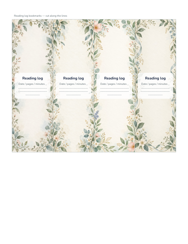 Preview of Printable Bookmark Sheets