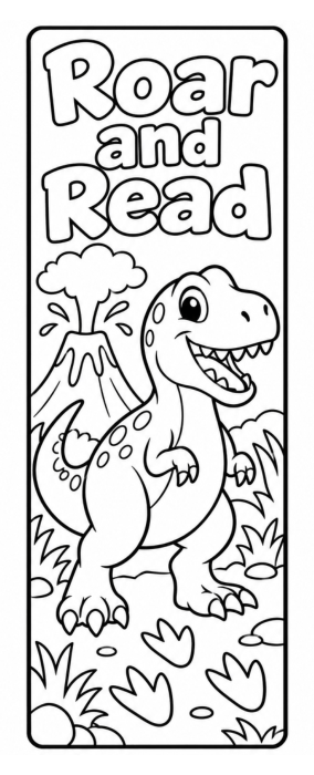 Preview of Free Printable Dinosaur Bookmarks to Color