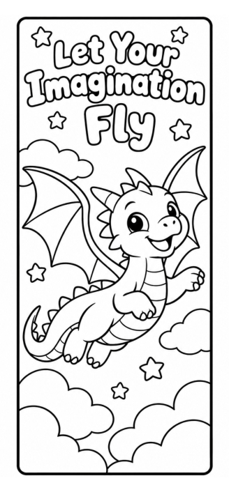 Preview of Free Printable Dragon Bookmarks to Color